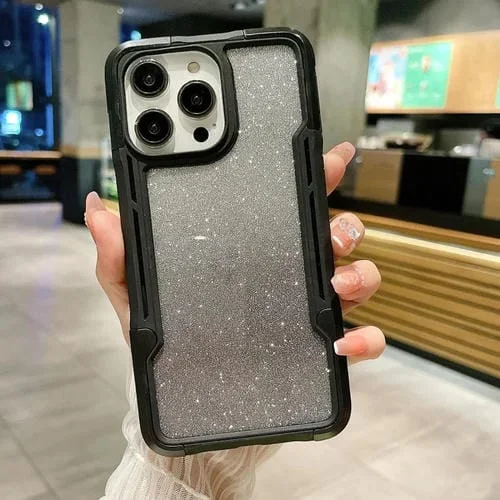 Funda para iPhone 11 Pro Max Armor Acrylic 3 en 1 Gradient Glitter Powder (Negro)