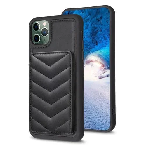 Funda para iPhone 11 Pro Max Bf26 Wave Pattern Porta Tarjetas Bolsa Negro