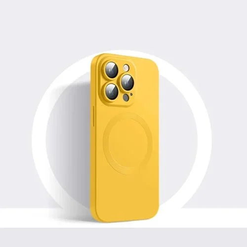 Funda para iPhone 11 Pro Max Cd Texture Magsafe Silicona Líquida (Amarillo Limón)