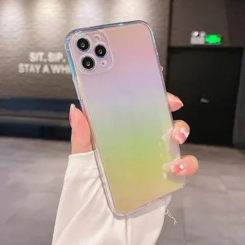 Funda para iPhone 11 Pro Max Color Plated Acrylic + TPU Phone Case Gradient Rainbow