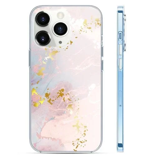 Funda para iPhone 11 Pro Max Colored Glaze Marble Phone Case Protección (Oro Blanco)