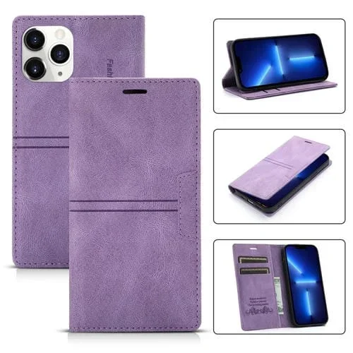 Funda para iPhone 11 Pro Max Dream Succión Magnética Business Cuero de Pu con Tapa Horizontal Soporte Ranura Tarjeta Billetera (Púrpura)