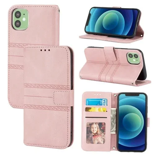 Funda para iPhone 11 Pro Max Hebilla Magnética PU + TPU con Soporte Ranura Tarjeta Billetera Marco Correa (Rosa)