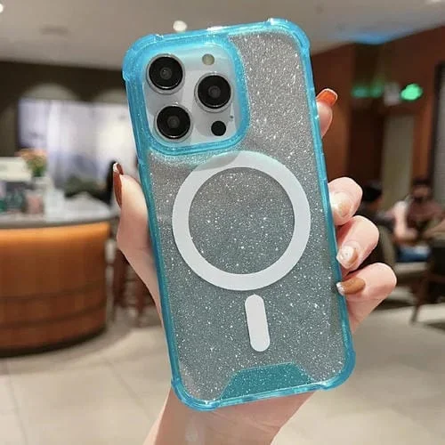 Funda para iPhone 11 Pro Max Magsafe Gradient Color Glitter Acrílico a Prueba de Golpes (Verde Oscuro)