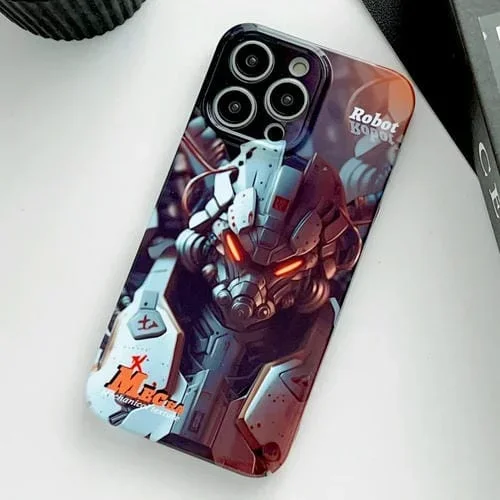 Funda para iPhone 11 Pro Max PC Patrón Pintado Precise Hole (Robot Naranja)