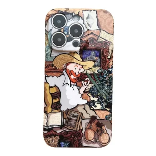 Funda para iPhone 11 Pro Max PC Precise Hole Pintura al Óleo Patrón Tubo de Tabaco