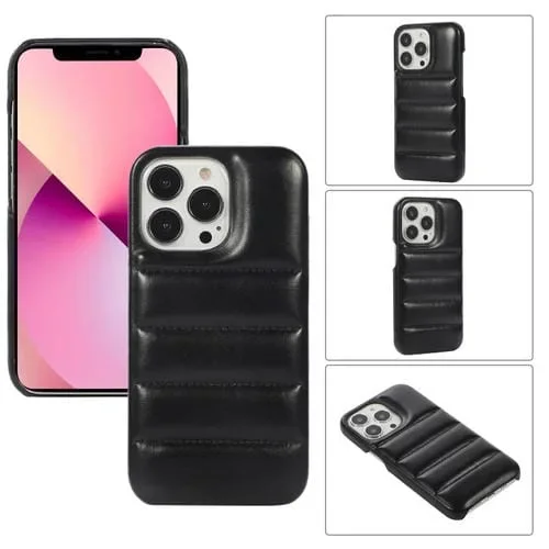 Funda para iPhone 11 Pro Soft PU Thread Down Chaqueta Telefónica (Negro)
