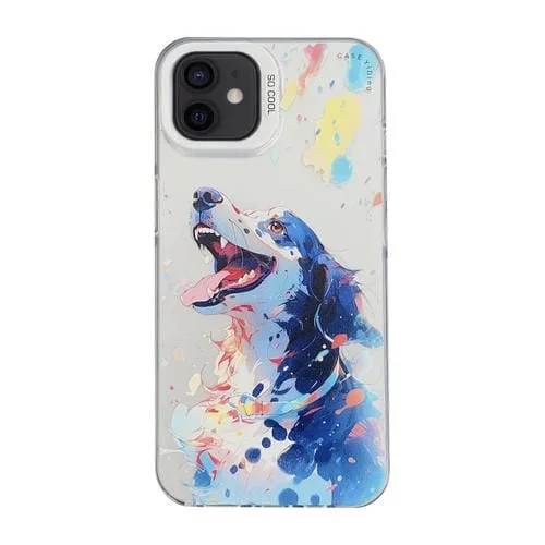 Funda para iPhone 12 Cartoon Animal Graffiti PC y TPU (Border Collie)