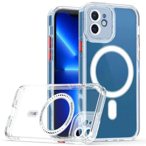 Funda para iPhone 12 Mini Cat-Eye TPU + Estuche Acrílico Magsafe (Rojo)