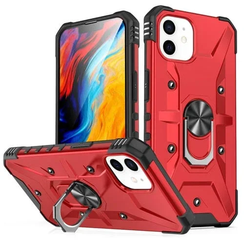 Funda para iPhone 12 Mini Ring Holder Phone Case (Rojo)