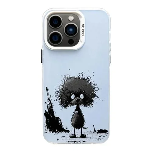 Funda para iPhone 12 Pro Color Ink Frosted PC y Estuche TPU Curl Teddy