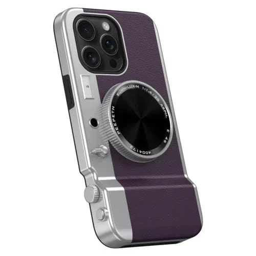Funda para iPhone 12 Pro Max 3D Retro Bluetooth Cámara Magsafe Mirror (Púrpura Oscuro)