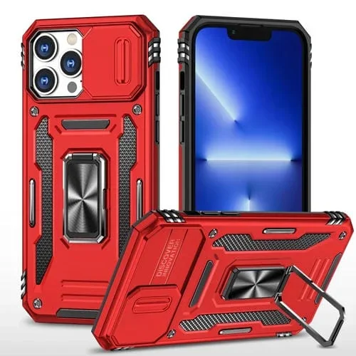 Funda para iPhone 12 Pro Max Armor PC + TPU con Protector de Cámara (Rojo)