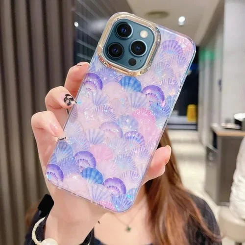 Funda para iPhone 12 Pro Max Colorful Crystal Shell Pattern PC + TPU (Scallop Purple)