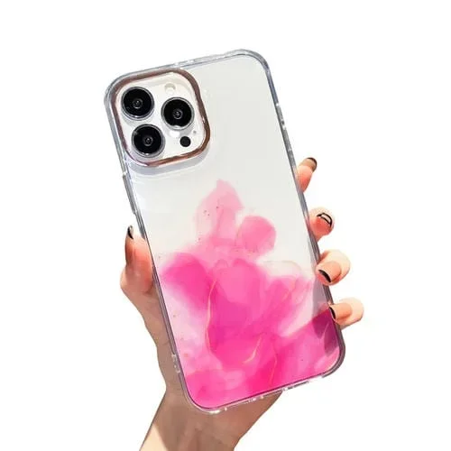Funda para iPhone 12 Pro Max Gold Halo Marble Pattern Protección (Rosa)