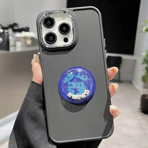 Funda para iPhone 12 Pro Max Lente Galvanizada Ring Dice Phone Case (Negro)