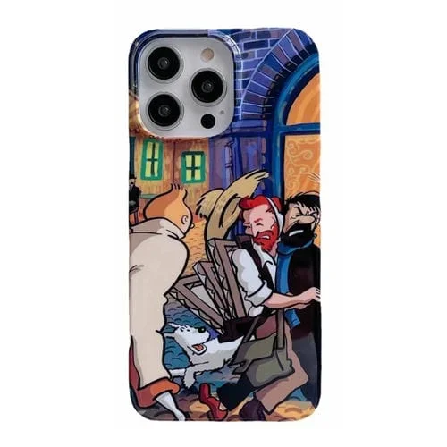 Funda para iPhone 12 Pro Max Oil Painting Glossy PC Phone Case Cachorro