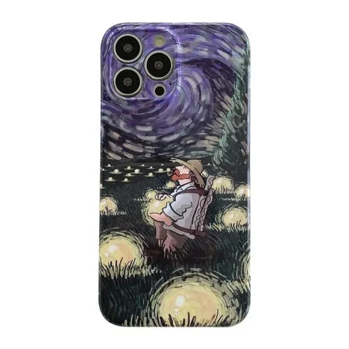 Funda para iPhone 12 Pro Patrón de Pintura al Óleo Caja de Teléfono de PC Brillante (Campo)