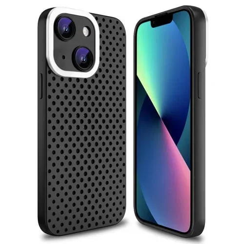 Funda para iPhone 13 Hollow Heat Dissipation TPU Phone Case (Negro)