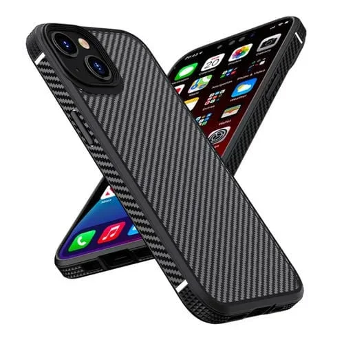 Funda para iPhone 13 Ipaky Mg Series Fibra de Carbono TPU + PC a Prueba de Golpes (Negro)