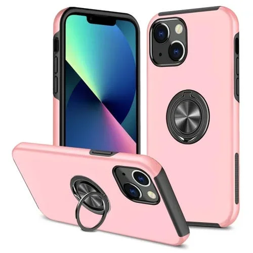 Funda para iPhone 13 Mini Anillo Magnético Kickstand a Prueba de Golpes (Oro Rosa)