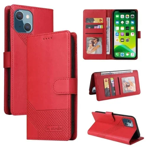 Funda para iPhone 13 Mini Gqutrobe Skin Feel Magnética de Cuero (Rojo)