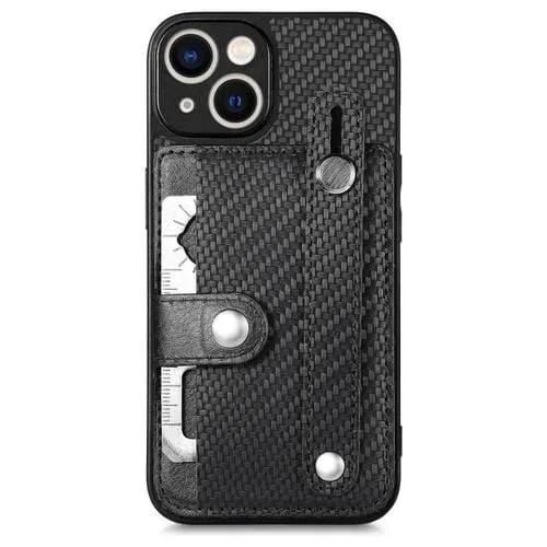 Funda para iPhone 13 Mini Muñequera Kickstand Tarjeta Monedero Contraportada con Herramienta Cuchillo (Negro)