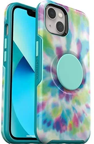 Funda para iPhone 13 OtterBox Otter+Pop , resistente a golpes y caídas, con PopSockets PopGrip,Testada 3x estándares Militares anticaídas,Antimicrobiana, Tie Dye