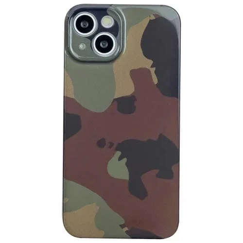 Funda para iPhone 13 PC Patrón de Camuflaje Verde