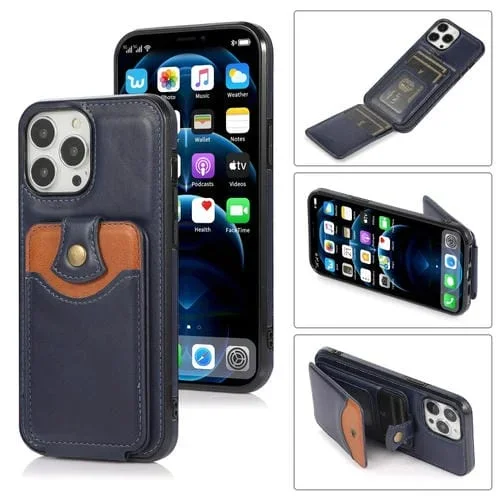 Funda para iPhone 13 Pro Cuero Suave con Billetera (Azul)