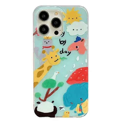 Funda para iPhone 13 Pro Imd Cute Animal Pattern Jirafa