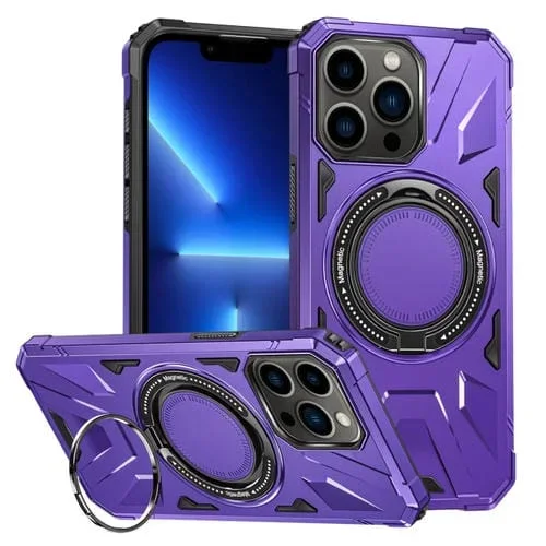 Funda para iPhone 13 Pro Magsafe Magnética a Prueba de Golpes con Soporte para Anillo (Púrpura)