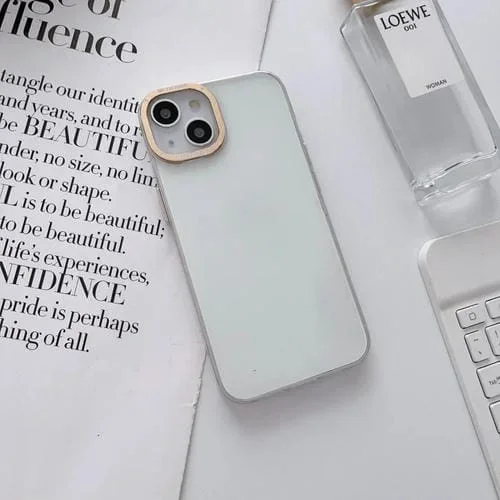 Funda para iPhone 13 Pro Marco de Lente Metal Brillante PC Transparente