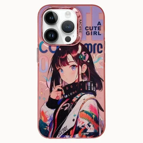 Funda para iPhone 13 Pro Max Estilo Antiguo Chino Anillo de Lente Electrochapado PC Hybrid TPU (Black Style Girl)