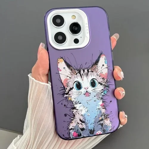 Funda para iPhone 13 Pro Max Imd Doble Cara Animal Graffiti TPU y PC (Gato Aturdido)