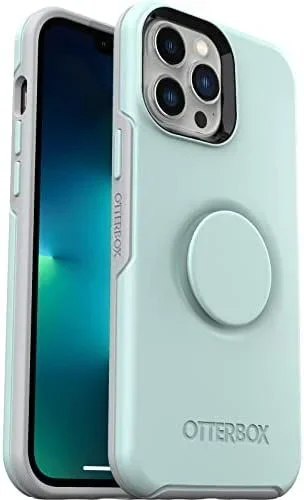 Funda para iPhone 13 Pro Max/iPhone 12 Pro Max OtterBox Otter+Pop , resistente a golpes y caídas, con PopSockets PopGrip,Testada 3x estándares Militares anticaídas,Antimicrobiana, Azul