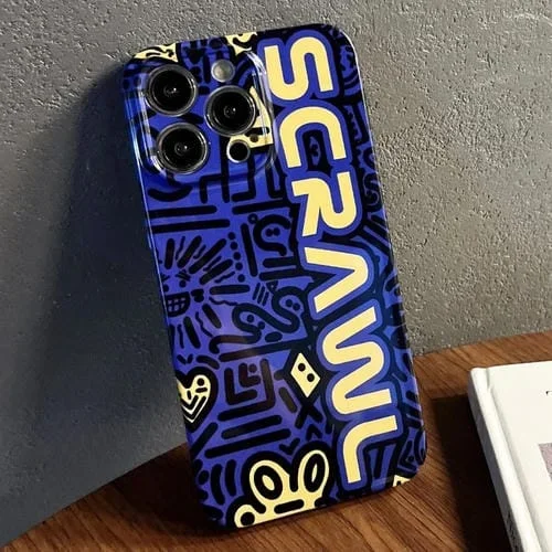 Funda para iPhone 13 Pro Max PC Patrón Pintado Precise Hole (Blue Scr)
