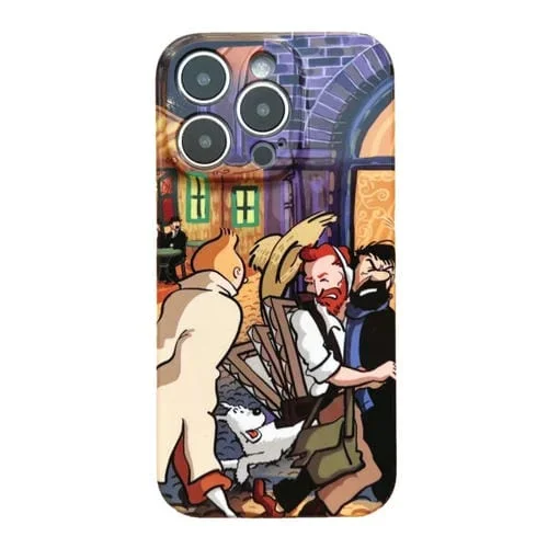 Funda para iPhone 13 Pro Max PC Patrón Pintura al Óleo Agujero Preciso (Cachorro)