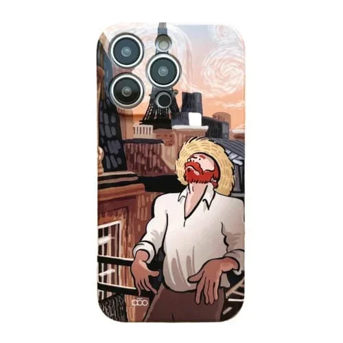 Funda para iPhone 13 Pro PC Precise Hole Pintura al Óleo Patrón Torre