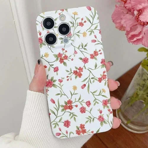 Funda para iPhone 13 Pro PC Water Sticker Flower Pattern (Blanco Flor Roja)