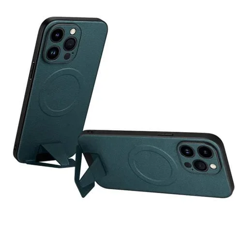 Funda para iPhone 13 Pro Sulada Soporte Plegable Textura de Piel de Cordero Magsafe (Verde)