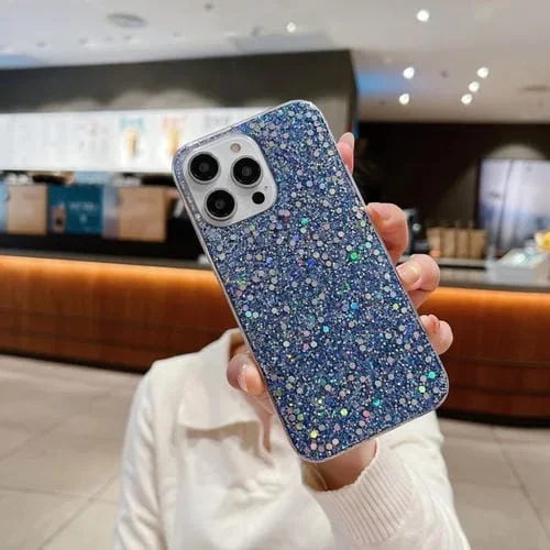 Funda para iPhone 13 TPU Glitter Lentejuelas Epoxy (Azul)