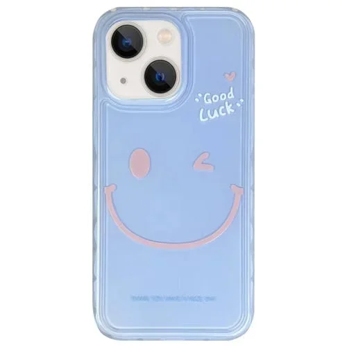 Funda para iPhone 13 TPU + PC Diseño Cara Sonriente Simple Creative Edge (Azul)