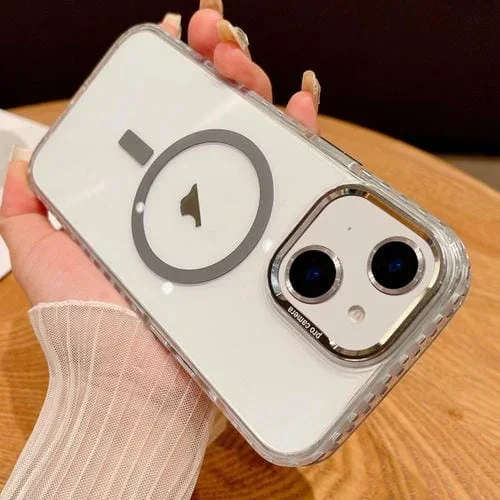 Funda para iPhone 13 Transparente con Protección Magsafe y Película para Lentes (Gris)