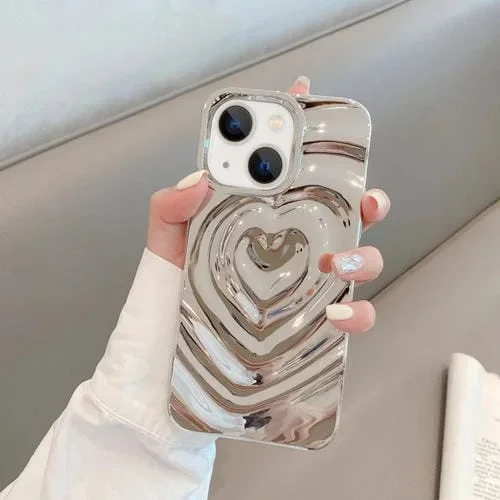 Funda para iPhone 14 3D Love Pattern Phone Case (Gris)