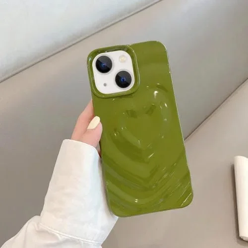 Funda para iPhone 14 3D Love Pattern Phone Case (Verde)