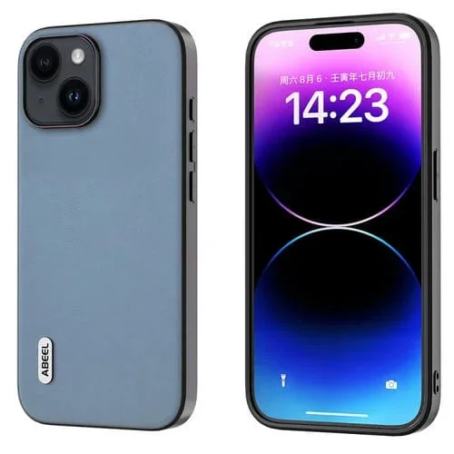 Funda para iPhone 14 Abeel Haze Texture PU Phone Case (Azul Crepúsculo)