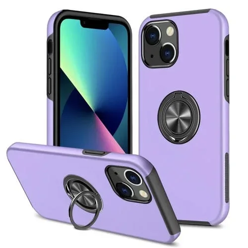 Funda para iPhone 14 con Anillo Magnético Kickstand a Prueba de Golpes (Púrpura)