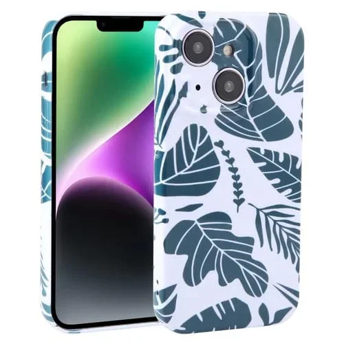 Funda para iPhone 14 PC Cobertura Total de Red a Prueba de Polvo (Hoja de Plátano)