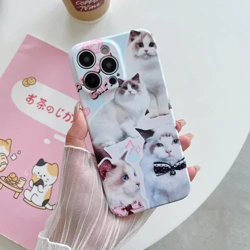 Funda para iPhone 14 PC Gato Blanco